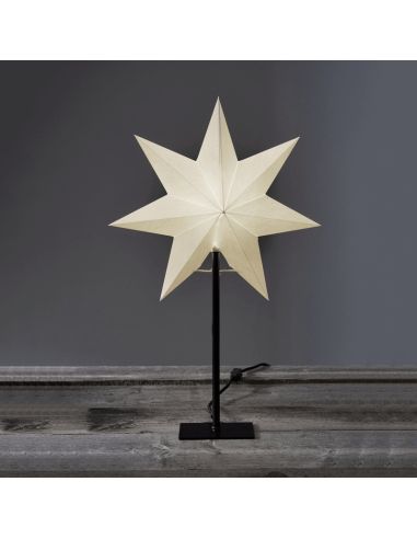 Estrela de mesa LED branca congelada feita de papel ambiente