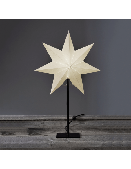 Estrela de mesa LED branca congelada feita de papel ambiente