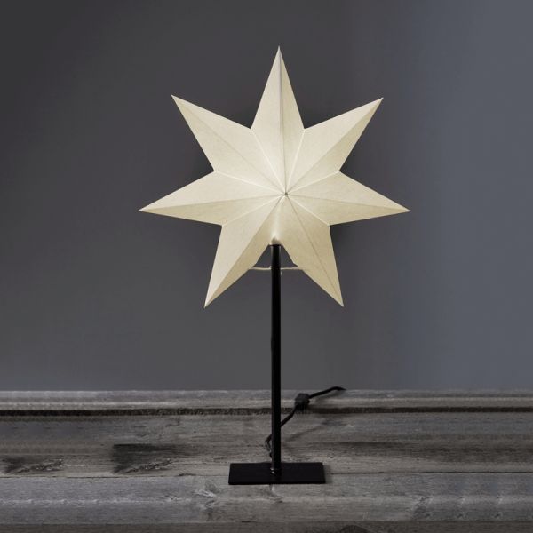 Estrela de mesa LED branca congelada feita de papel ambiente