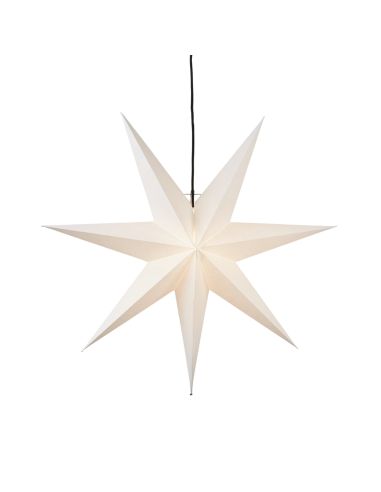 Estrela pendurada em papel branco com luz Frozen