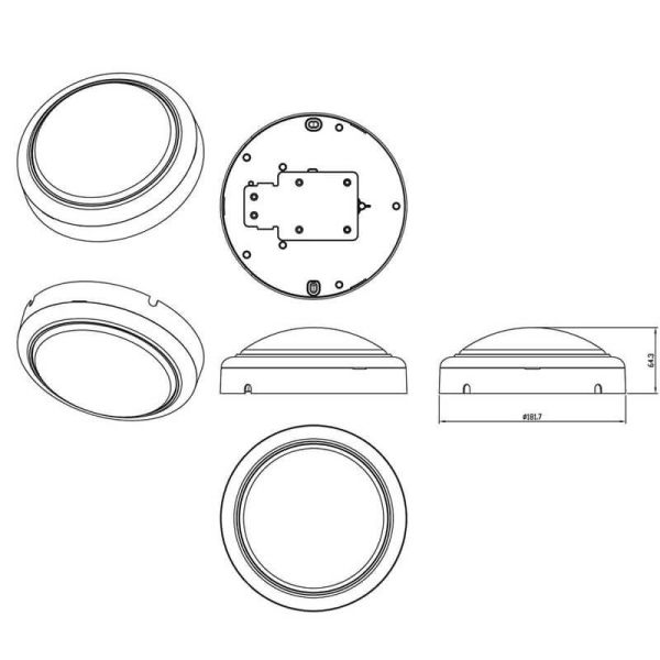 Dimensions Plafonnier LED d'extérieur rond 1 400 Lm 15 W IP65 IK06 ProjectLine Philips | leonleds