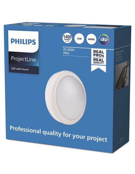 Plafon LED redondo para exterior 1.400Lm 15W IP65 IK06 ProjectLine Philips | leonleds