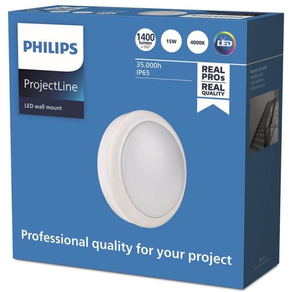 Plafonnier LED d'extérieur rond 1 400 Lm 15 W IP65 IK06 ProjectLine Philips | leonleds