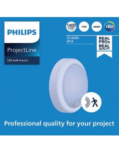 Luminária de parede/teto LED com sensor de movimento 1.400Lm 15W IP65 IK06 ProjectLine 8719514954328 Philips | leonleds 2