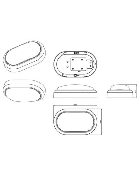 Dimensões Aplique LED de exterior Oval IP65 1.400Lm 15W IK06 ProjectLine 8719514954335 Philips | leonleds