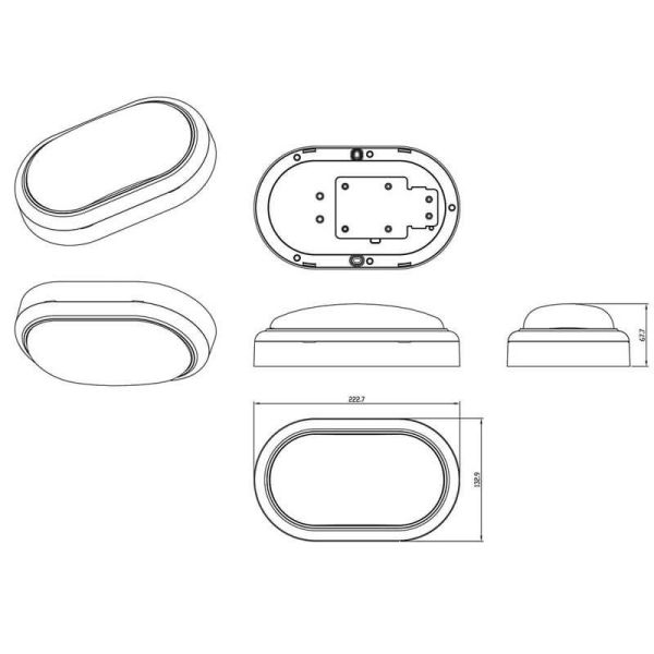 Dimensiones Aplique LED exterior Ovalado IP65 1.400Lm 15W IK06 ProjectLine 8719514954335 Philips | LeonLeds