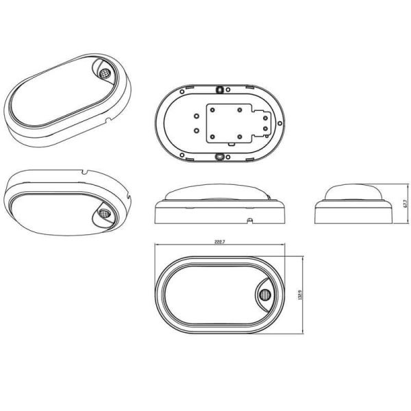 Dimensions Applique murale LED ovale avec détecteur de mouvement 8719514954342 Philps | leonleds