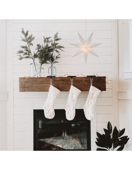 Estrela suspensa de papel branco com glitter ambiente Galaxy