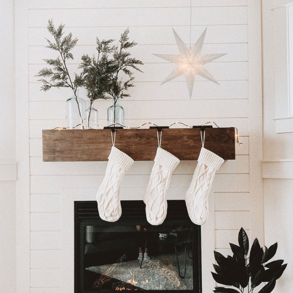 Estrela suspensa de papel branco com glitter ambiente Galaxy