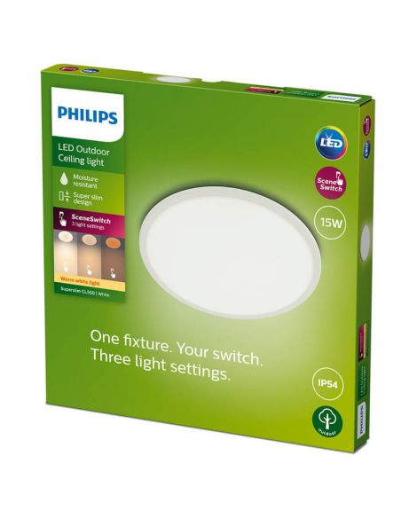 Plafón LED exterior redondo extraplano SuperSlim Blanco | LeonLeds