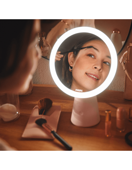Espelho de maquiagem LED Mirror DSK 205 rosa ambiente