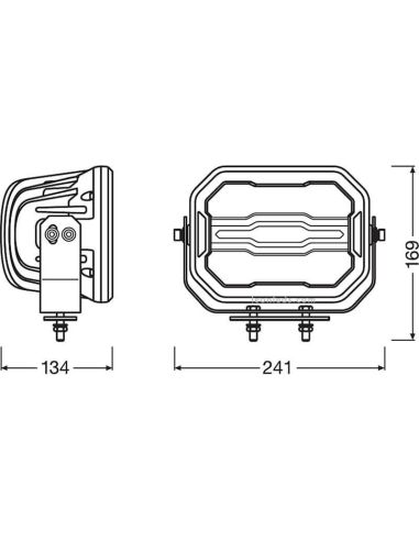 Dimensiones Faro LED rectangular homologado Combo con luz de posición Cube MX240-CB LEDDL111-CB Osram | LeonLeds