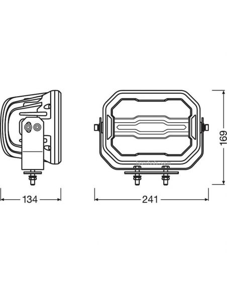 Dimensiones Faro LED rectangular homologado Combo con luz de posición Cube MX240-CB LEDDL111-CB Osram | LeonLeds