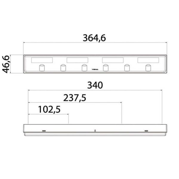 Dimensions Arrière du Feu Arrière à LED pour partie supérieure de Semi-remorque Chereau BL15 Vignal | leonleds