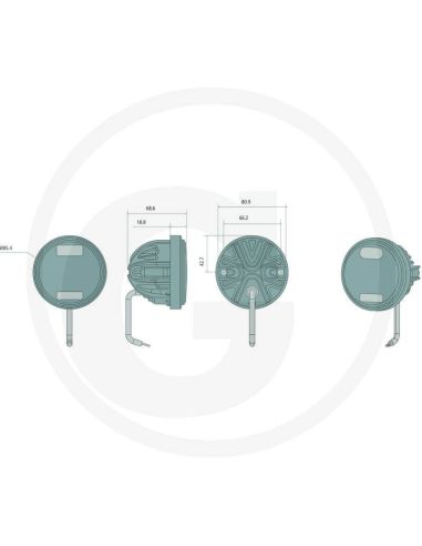 Dimensiones Faro LED redondo empotrable 40W con un diámetro de Ø 84 con conector Deutsch 12/24V | LeonLeds