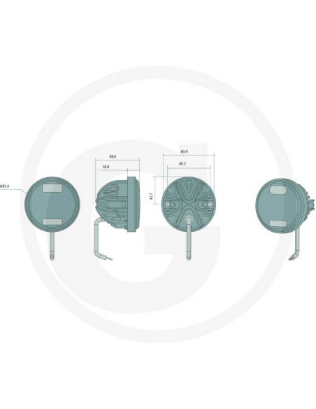 Dimensions Spot LED encastrable rond 40W d'un diamètre de Ø 84 avec connecteur Deutsch 12/24V | leonleds