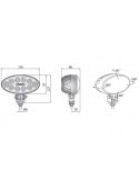 Dimensiones Faro Ovalado LED muy potente para trabajo 5.500Lm 12V - 24V DC con cable CRV1D.55901 | LeonLeds