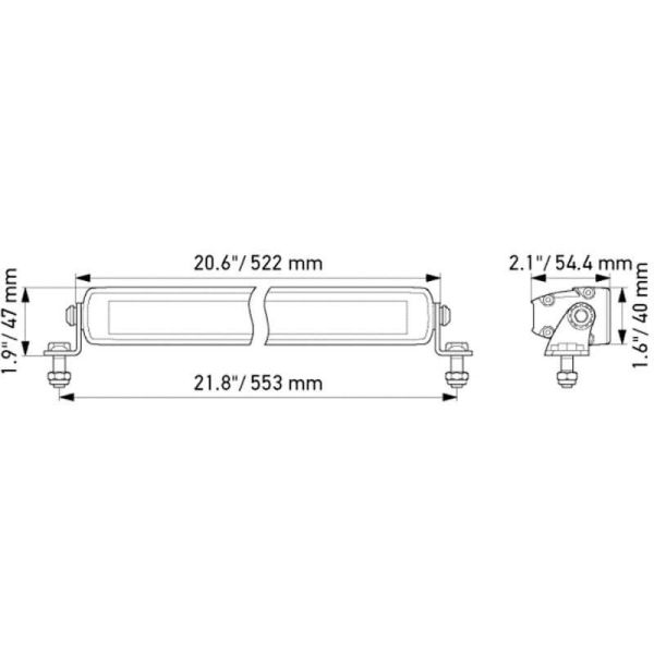 Dimensiones Barra LED 20'' Black Magic Slim LightBar 105W 6.000Lm IP69K 1FJ 358 176-301 | LeonLeds