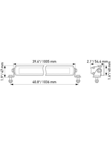 Dimensiones Barra LED potente de 40" Black Magic Slim LightBar 210W 12.000Lm IP69K 12V/24V 1FJ 358 176-321 | LeonLeds