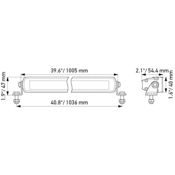 Dimensiones Barra LED potente de 40" Black Magic Slim LightBar 210W 12.000Lm IP69K 12V/24V 1FJ 358 176-321 | LeonLeds