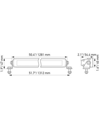 Dimensiones Barra LED larga 128,1Cm de 50" Black Magic Slim LightBar Hella | LeonLeds
