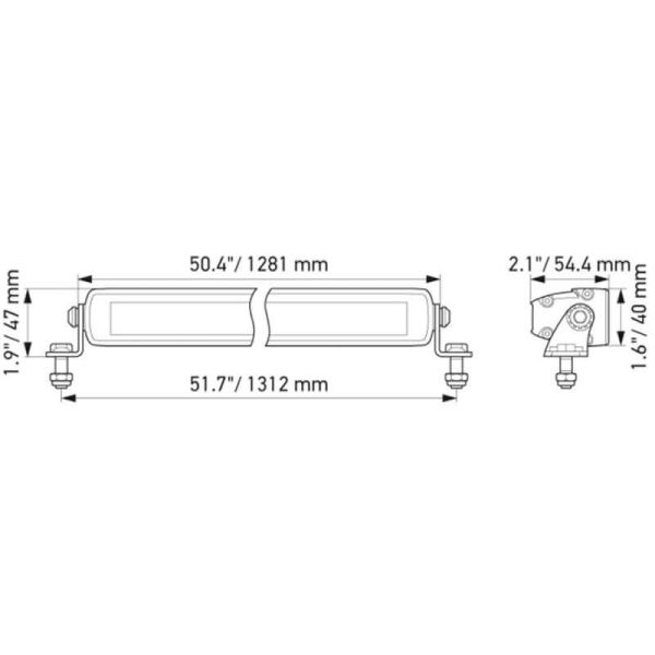 Dimensiones Barra LED larga 128,1Cm de 50" Black Magic Slim LightBar Hella | LeonLeds