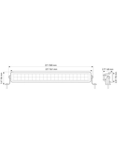 Dimensiones Barra LED doble 21,5" Black Magic Slim LightBar 200W  Hella 1FJ 358 176-401 | LeonLeds