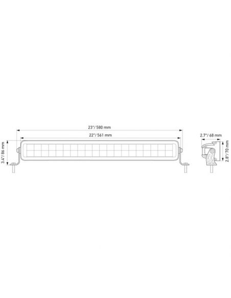 Dimensiones Barra LED doble 21,5" Black Magic Slim LightBar 200W  Hella 1FJ 358 176-401 | LeonLeds