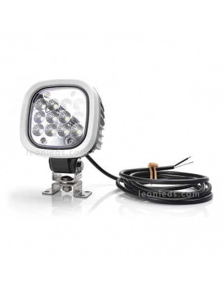 Faro de trabajo cuadrado LED muy potente 8000Lm para trabajo 12V-70V EMC R10 Was 1214 | LeonLeds