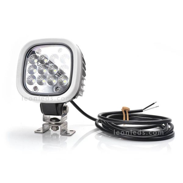 Faro de trabajo cuadrado LED muy potente 8000Lm para trabajo 12V-70V EMC R10 Was 1214 | LeonLeds