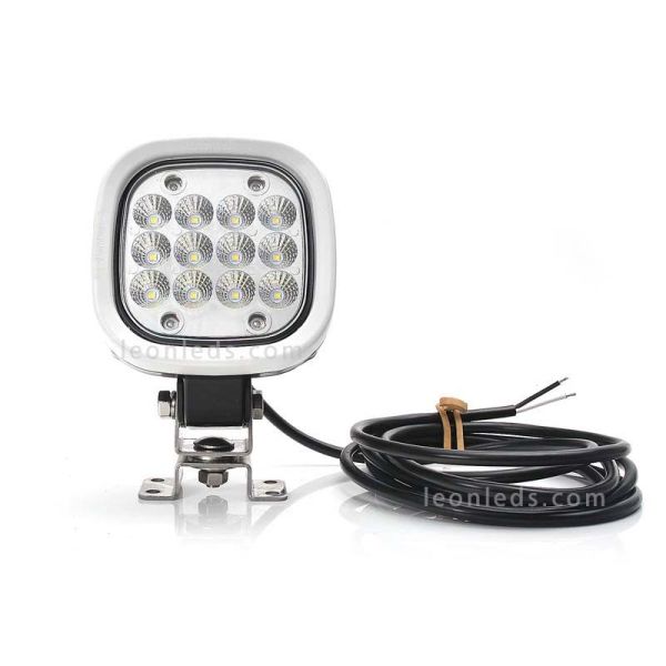 Faro de trabajo cuadrado LED muy potente 8000Lm para trabajo 12V-70V EMC R10 Was 1214 | LeonLeds