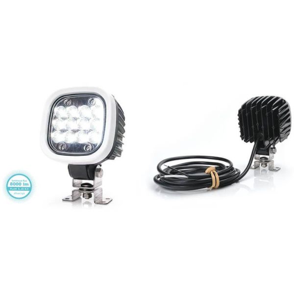 Phare de travail LED carré très puissant 8000Lm pour travaux 12V-70V EMC R10 Was | leonleds