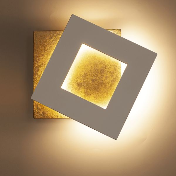 Aplique LED Dalia blanco y orocuadrado pequeño