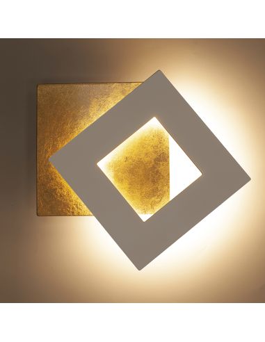 Aplique LED de pared Dalia dorado y negro cuadrado pequeño giratorio
