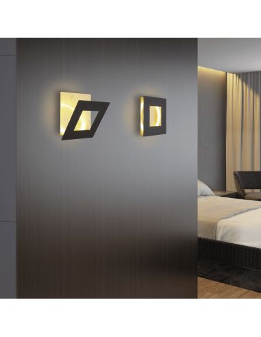 Aplique LED de pared Dalia dorado y negro ambiente