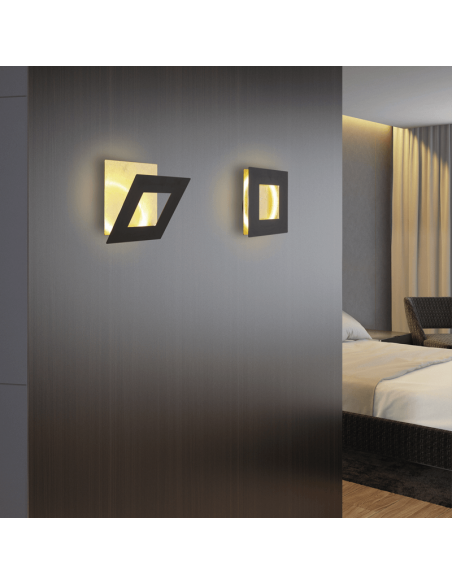 Aplique LED de pared Dalia dorado y negro ambiente