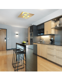 Plafón LED Dalia blanco y oro moderno ambiente
