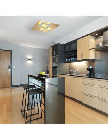 Plafón LED Dalia blanco y oro moderno ambiente