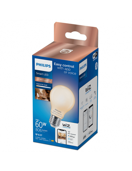 Bombilla LED A60 Cristal Mate 7W - 60W Wiz Regulable tono de luz 2700-6500K 8719514371965 | LeonLeds