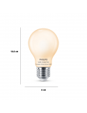Dimensiones Bombilla LED A60 Cristal Mate 7W - 60W Wiz Regulable tono de luz 2700-6500K 8719514371965 | LeonLeds