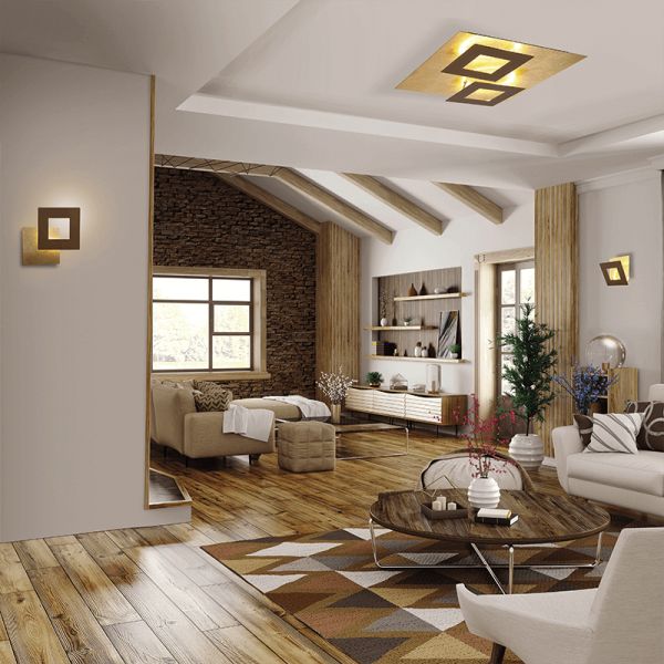Plafón LED Dalia corten-oro 48W ambiente