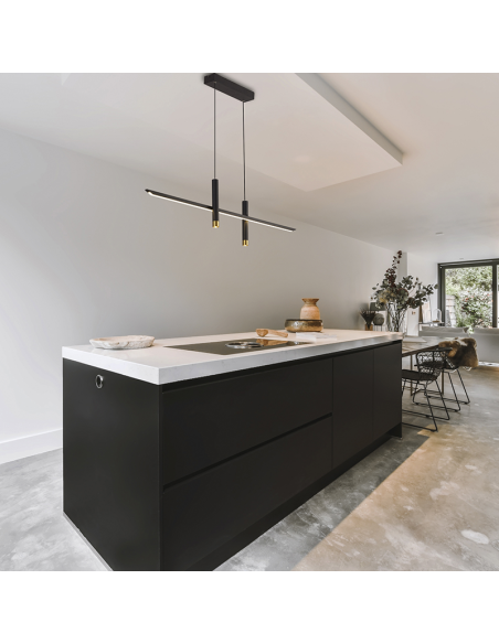 Lâmpada LED Sparta 30W preto e dourado Ambeinte