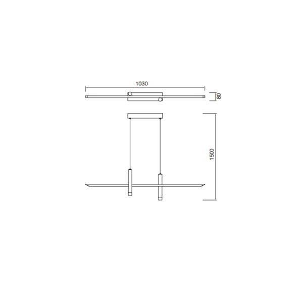 Medidas grandes da lâmpada LED Sparta branca e dourada