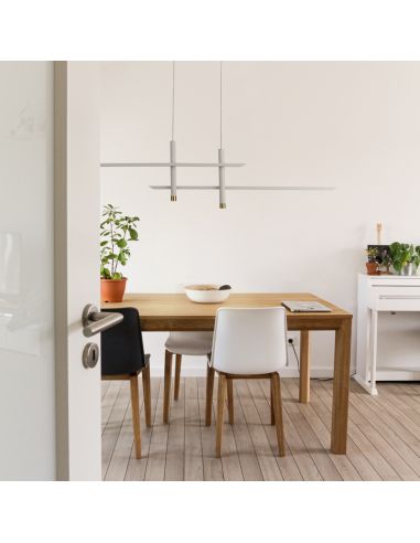 Lámpara LED Esparta blanco y oro grande ambiente