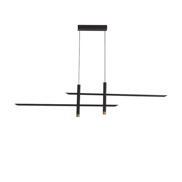 Luminária de teto LED preta e dourada grande de 50 W