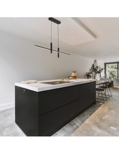 Lámpara LED de techo negro y oro grande 50W ambiente