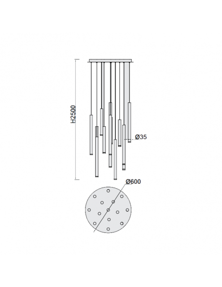 Suspension LED Cala multicolore 14 lumières