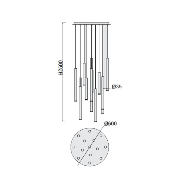 Suspension LED Cala multicolore 14 lumières