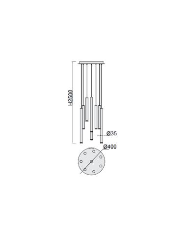Suspension LED Cala multicolore à 8 lumières, mesures