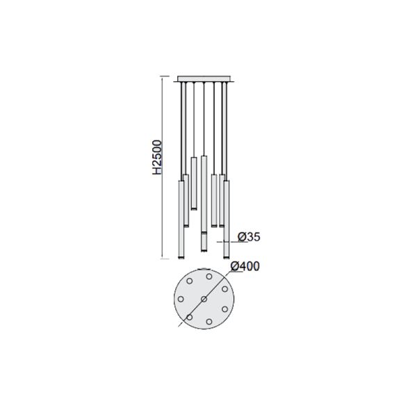 Lámpara LED colgante multicolor Cala de 8 luces  medidas